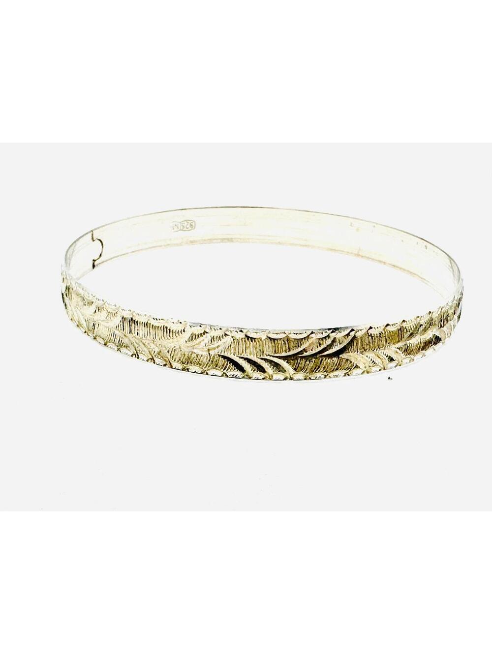 Vintage sterling silver wheat etched bangle